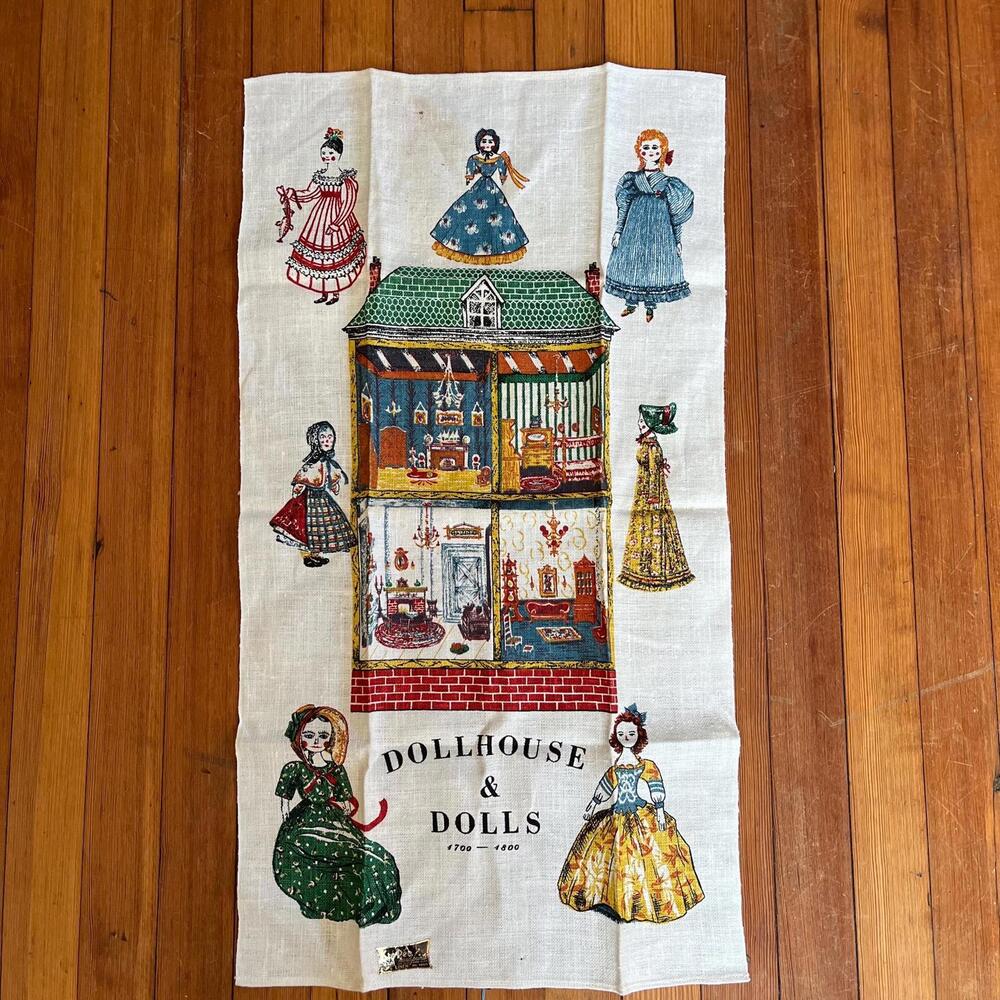 Vintage 1950s KayDee Handprints Tea Towel, Dolls & Dollhouses (1700-1800)